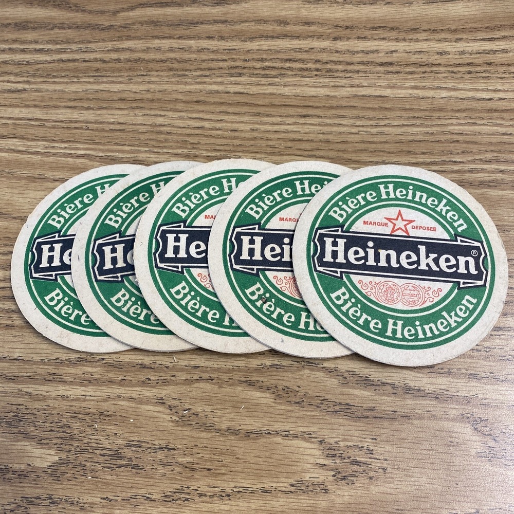 Heineken Bière Heineken Vintage couster lot of 5 Double Side Print